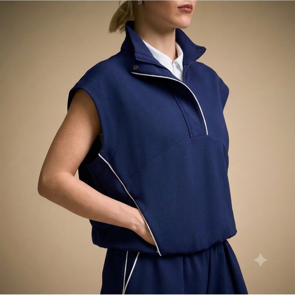 CALIA UV 1/4 Zip Golf Pullover Vest Womens M Navy Activewear Preppy Athletic